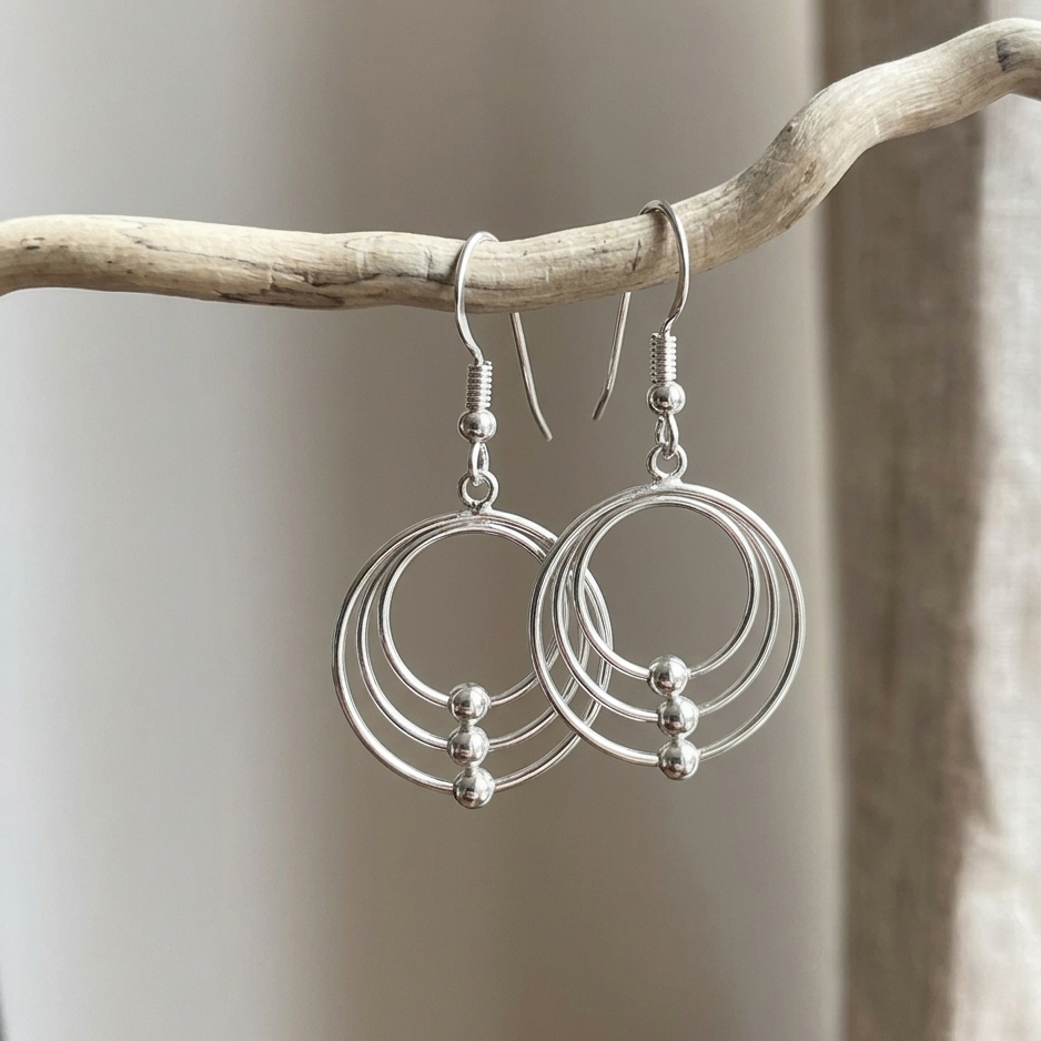 Aros colgantes triple argolla