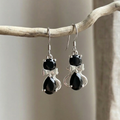 Aros colgantes gatos de obsidiana