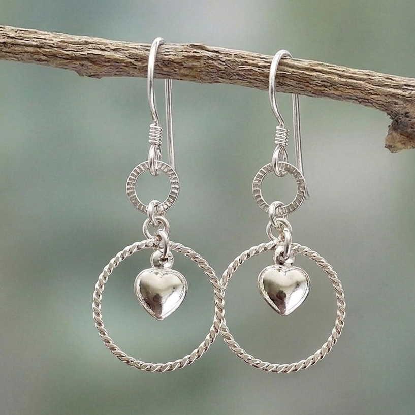 Aros colgantes circulo de amor