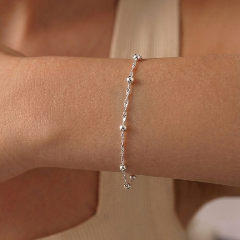 Pulsera Singapur con pelotitas