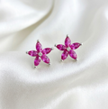 Aros Flower pink con circones