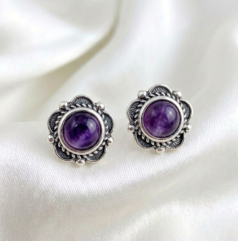 Aros flor de Amatista