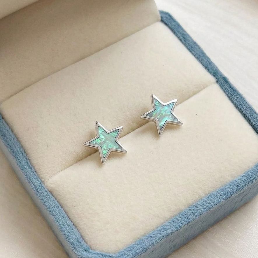 Aros de estrella con ópalo natural