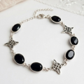 Pulsera de nudo de bruja con obsidianas