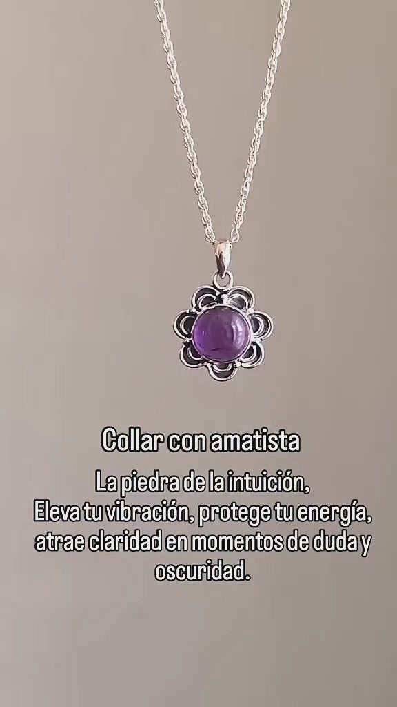 Collar colgante de flor de Amatista