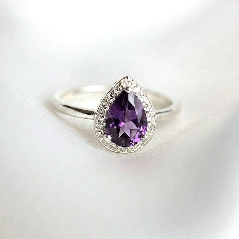 Anillo Lagrima De Amatista - N°13