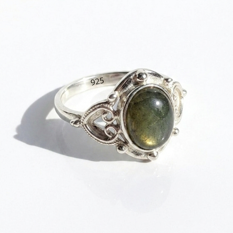 Anillo elfico con piedra natural - N°17