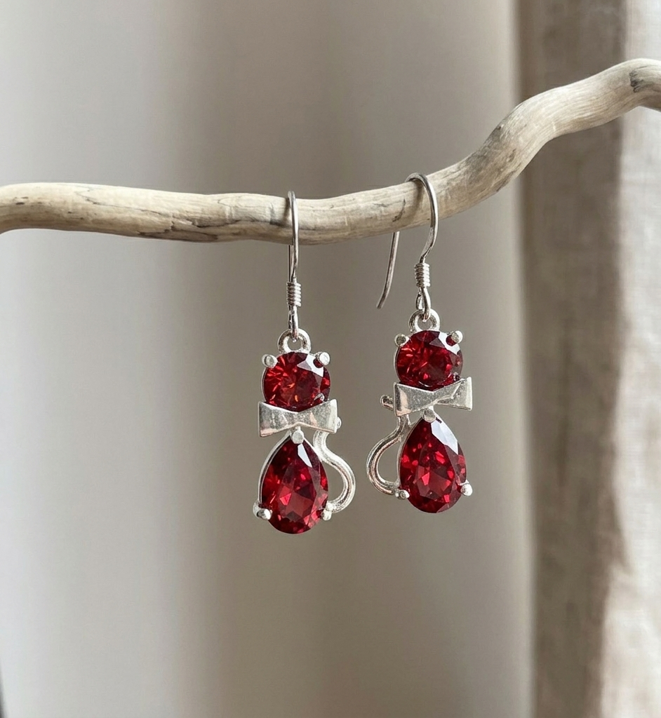 Aros colgantes gatos de circones