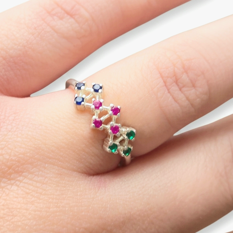 Anillo Destellos Tricolores - N°15