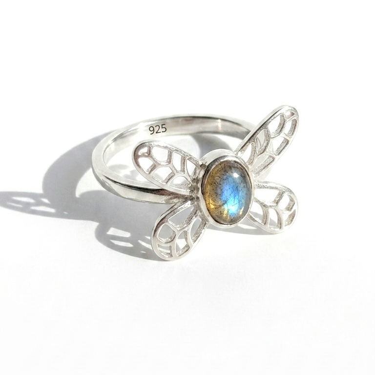 Anillo de mariposa con labradorita - N°23