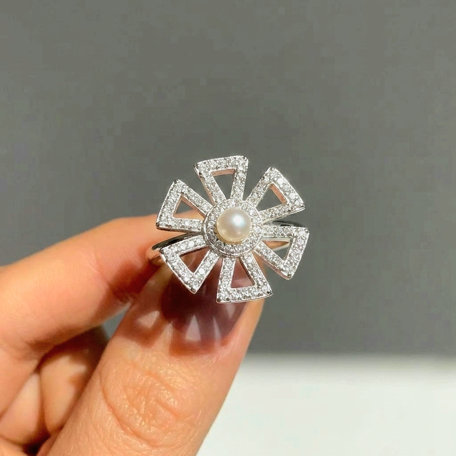 Anillo flor de perla